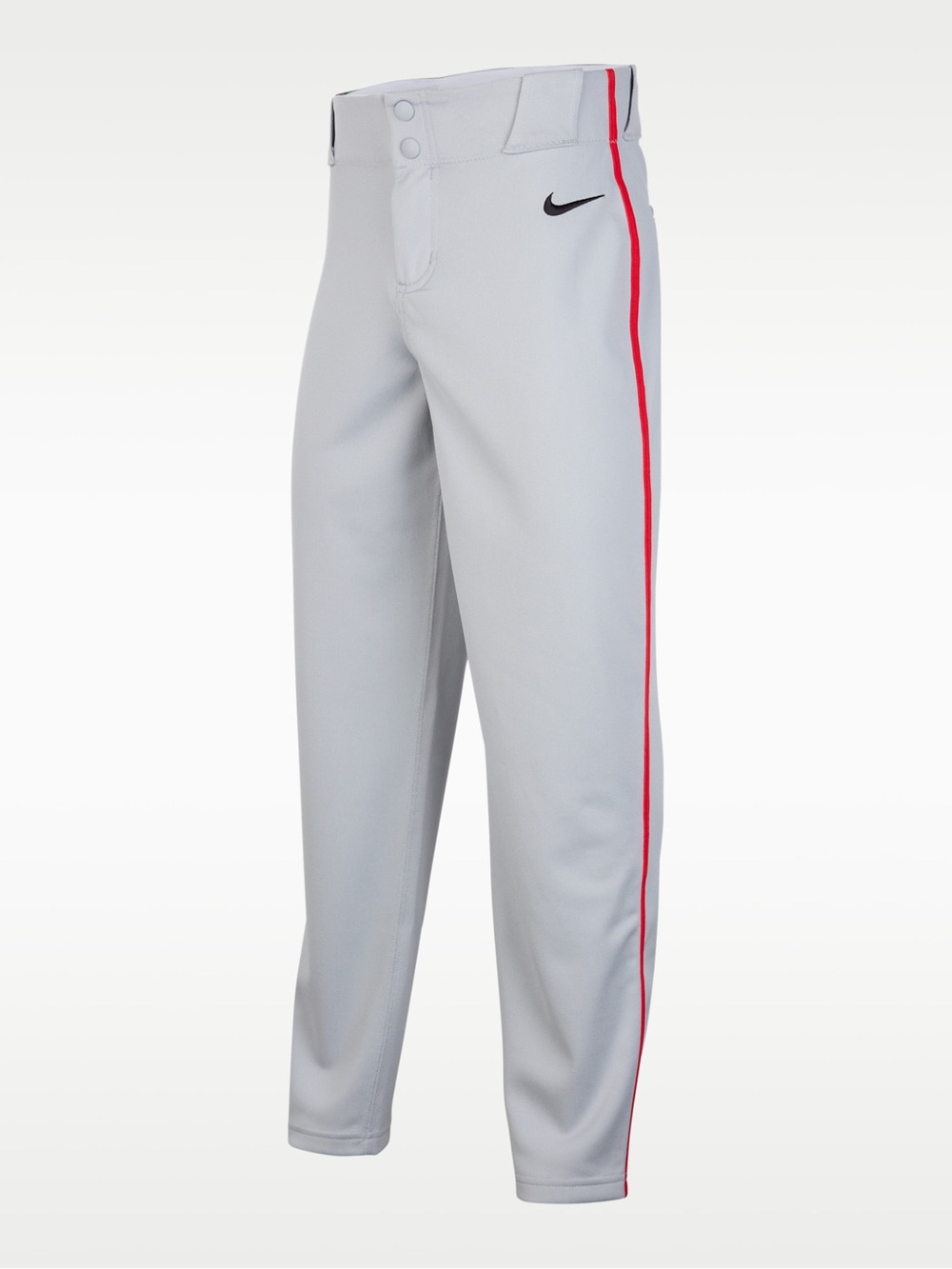 Nike Kids Gray Baseball Pants with Red Side Stripe